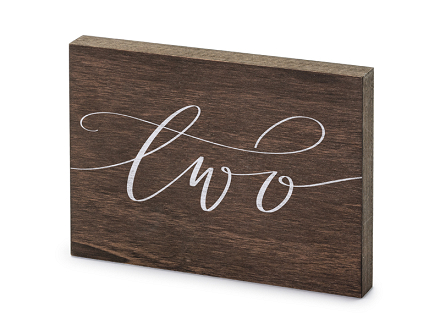 Numéro en bois sur table, ''Two'', 2x18x12,5 cm