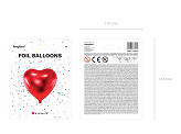 Ballon Mylar Coeur, 45cm, rouge