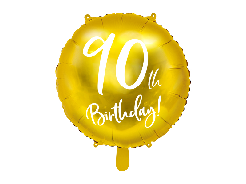 Folieballong – 90-årsdag – guld – 45 cm