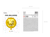 Ballon en Mylar 90e anniversaire, doré, 45cm