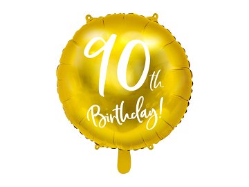 Folienballon 90th Birthday, gold, 45cm