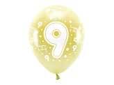 Ballons Eco 33 cm, chiffre ''9'', or (1 pqt. / 6 pc.)