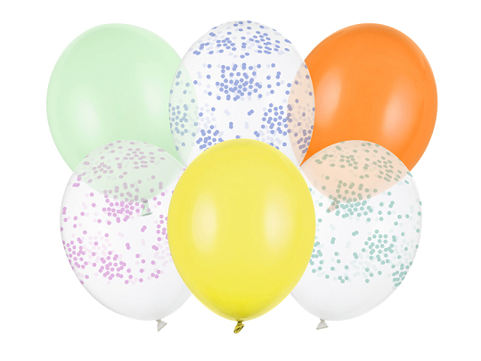 Balloons 30 cm, Confetti, mix (1 pkt / 6 pc.)