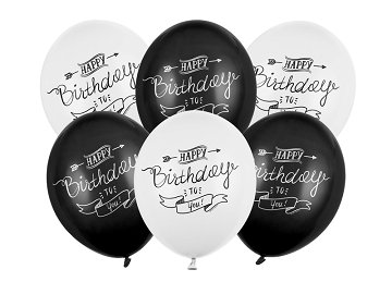 Ballons 30cm, Happy Birthday, Pastel Mix (1 VPE / 6 Stk.)