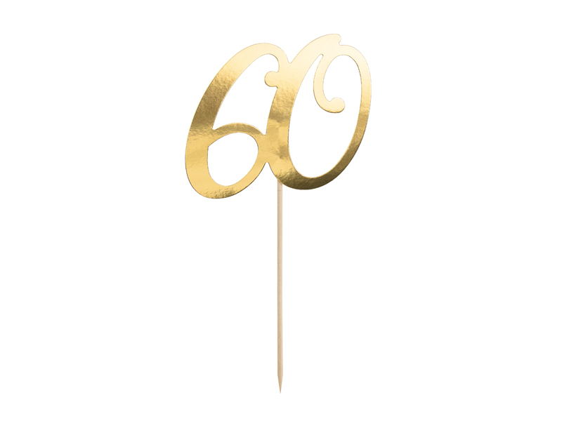 Tårttoppers – 60-årsdag – guld – 21 cm