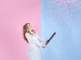 Gender reveal confetti cannon - Ready to pop, pink, 60cm