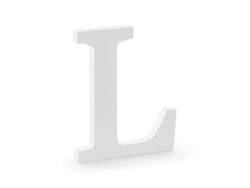 Drewniana litera L, biały, 16x20cm