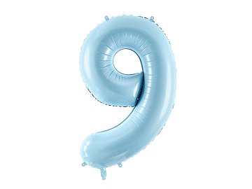 Ballon Mylar Chiffre ''9'', 86cm, bleu clair