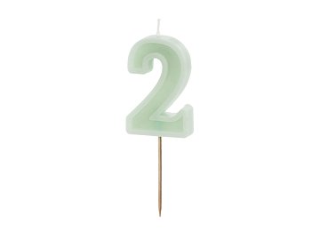 Birthday candle Number 2, green, 6 cm