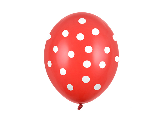 Ballons 30 cm, Pois, Rouge coquelicot pastel (1 pqt. / 6 pc.)