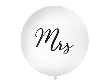 Ballon géant 1 m blanc imprimé Mme noir