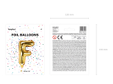 Balon foliowy Litera ''F'', 35cm, złoty