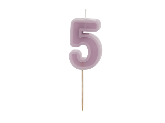 Birthday candle Number 5, violet, 6 cm