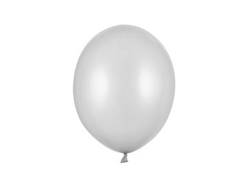 Strong Balloons 27cm, Metallic Silver Snow (1 pkt / 10 pc.)