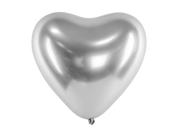 Glossy Balloons 30cm, Hearts, silver (1 pkt / 50 pc.)