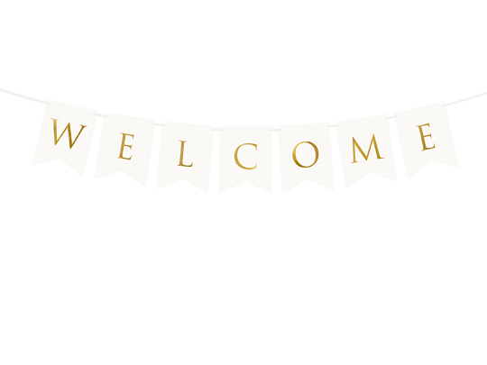 Banner Welcome, white, 15 x 95 cm