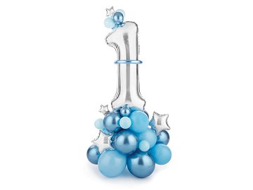 Bouquet de ballons - Chiffre ''1'', bleu, 90x140cm