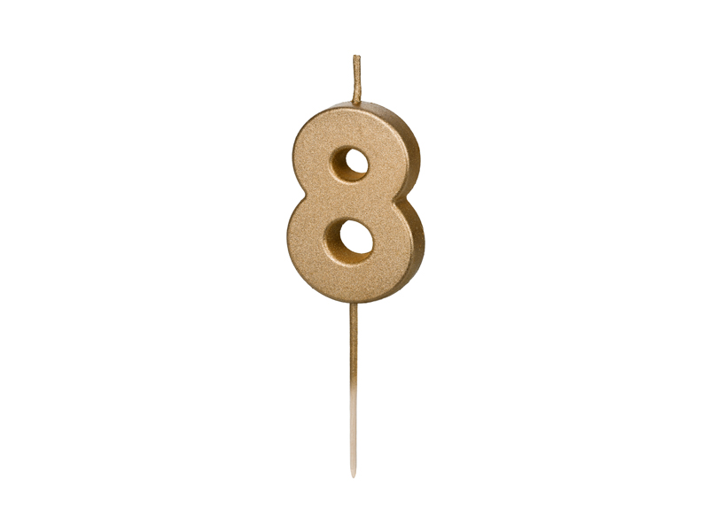 Sifferljus – siffra 8 – guld – 4.5 cm