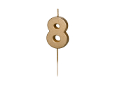 Bougie d'anniversaire Chiffre 8, 4.5 cm, or