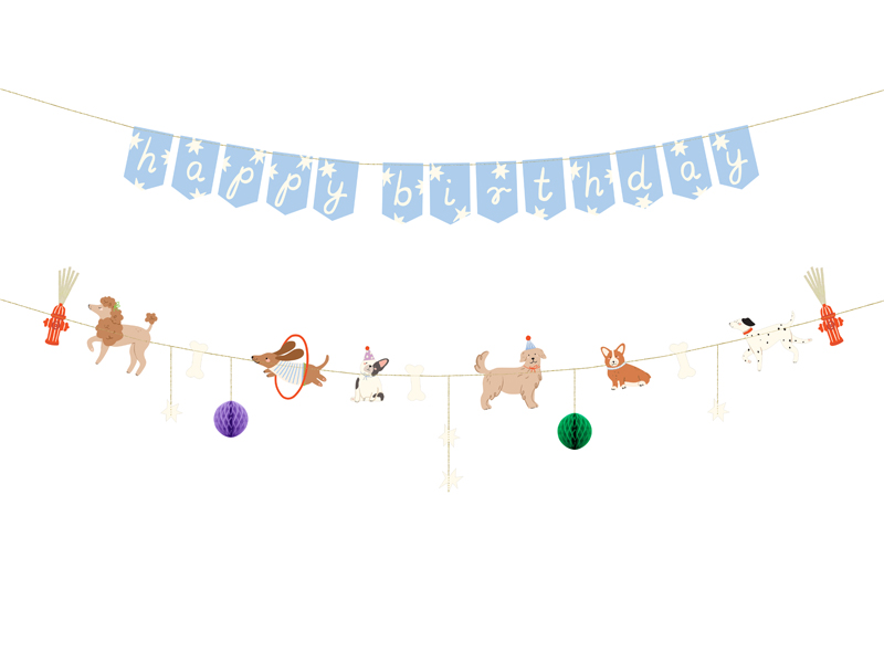 Flaggbanner – Happy Birthday – Hundar – mix – 210 cm