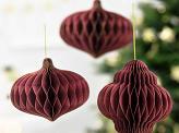 Paper honeycomb ornament Oval, deep red, 18x15cm