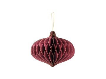 Paper honeycomb ornament Oval, deep red, 16x15cm