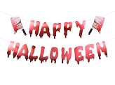 Banner Happy Halloween mit Hackmessern, 120 cm, rot