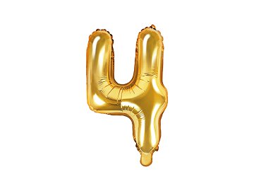 Foil Balloon Number ''4'', 35cm, gold