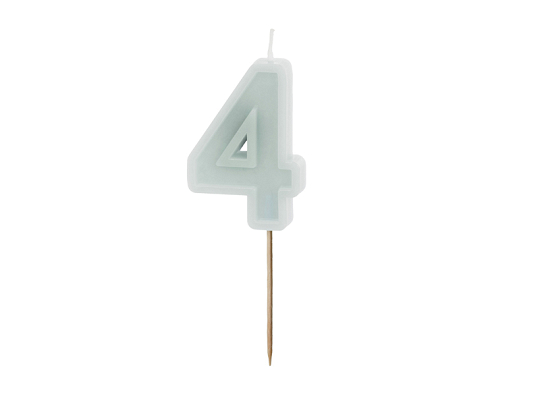 Birthday candle Number 4, light mint, 6 cm