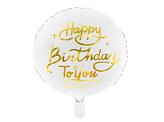 Ballon en Mylar Happy Birthday To You, 35cm, blanc