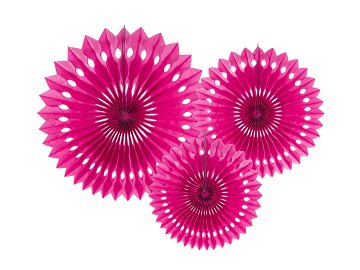 Rosettes décoratives, rose foncé, 20-30cm (1 pqt. / 3 pc.)