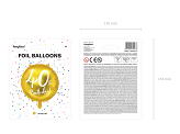 Ballon Mylar 40e anniversaire, or, 45cm
