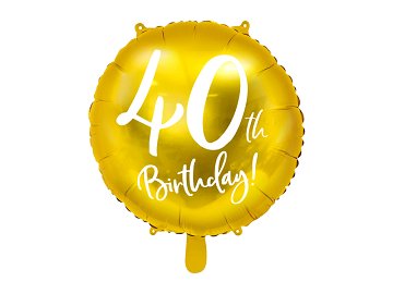 Folienballon 40th Birthday, gold, 45cm
