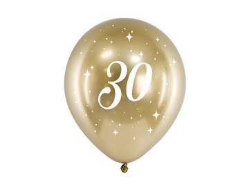 Glossy Balloons 30cm, 30, gold (1 pkt / 6 pc.)