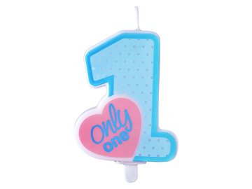 Birthday candle Only One, sky-blue, 8cm