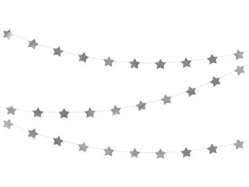 Girlande Sterne, silber, 3,6m