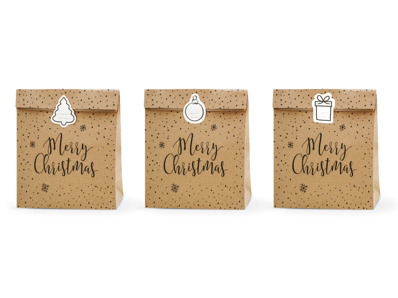 Presentpåse – Merry Christmas – naturkraft – 11x27 cm – 3-pack