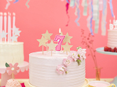 Bougie d'anniversaire Chiffre 7, rose, 7cm
