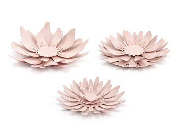 Décorations en papier Fleurs, rose poudré (1 pqt. / 3 pc.)