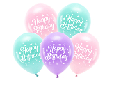 Öko-Ballons 26 cm, Happy Birthday, Rosa (1 VPE / 5 Stk.)