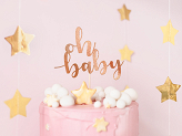 Cake topper Oh baby, rose gold, 25 cm