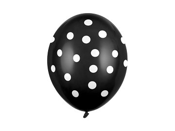 Ballons 30 cm, pois, noir pastel (1 pqt. / 6 pc.)