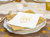 Serviettes de table - All you need is love, blanc, 33x33cm (1 pqt. / 20 pc.)