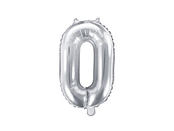Ballon Mylar Chiffre ''0'', 35cm, argenté