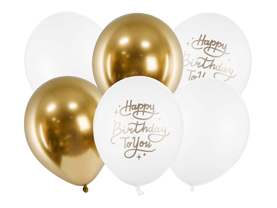 Balloons 30cm, Happy Birthday To You, mix (1 pkt / 6 pc.) - Designer
