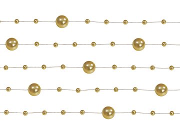 Pearl garlands, gold, 1.3m (1 pkt / 5 pc.)