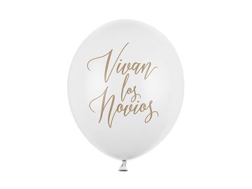 Balony 30cm, Vivan los Novios, P. P. White (1 op. / 50 szt.)