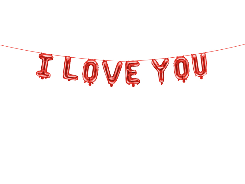 Folieballong – I Love You – röd – 260x40 cm