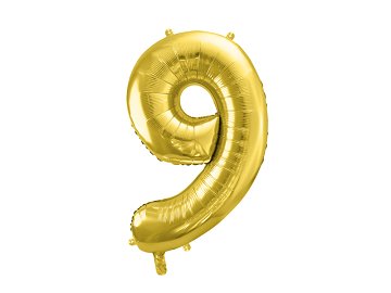 Ballon Mylar Chiffre ''9'', 72cm, doré clair