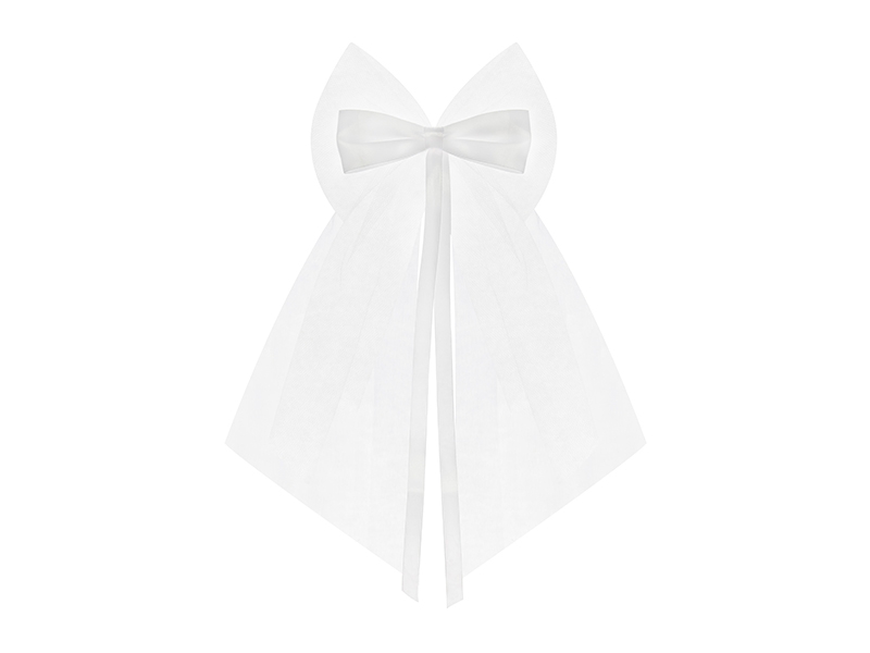Bildekor – rosett med band – vit – 18 cm – 2-pack